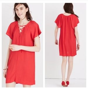 Madewell Lace-up Flutter Sleeve Dress